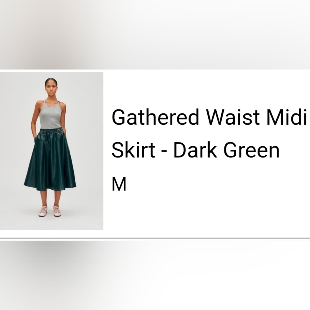 STINE GOYA Forest Green A-Line Faux Leather Skirt